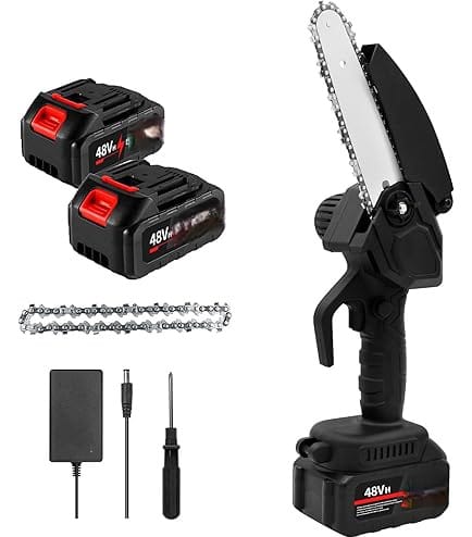 88V Mini Handheld Chainsaw with 2 Batteries | Cordless Wood Cutter for Home & Garden