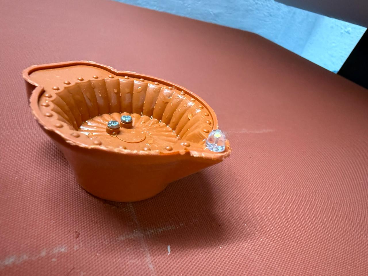 Mangaldeep Premium Water Sensor LED Diya (Pack of 6) | Automatic Light-Up Waterproof Floating Diyas | Traditional Clay Design for Diwali & Home Décor