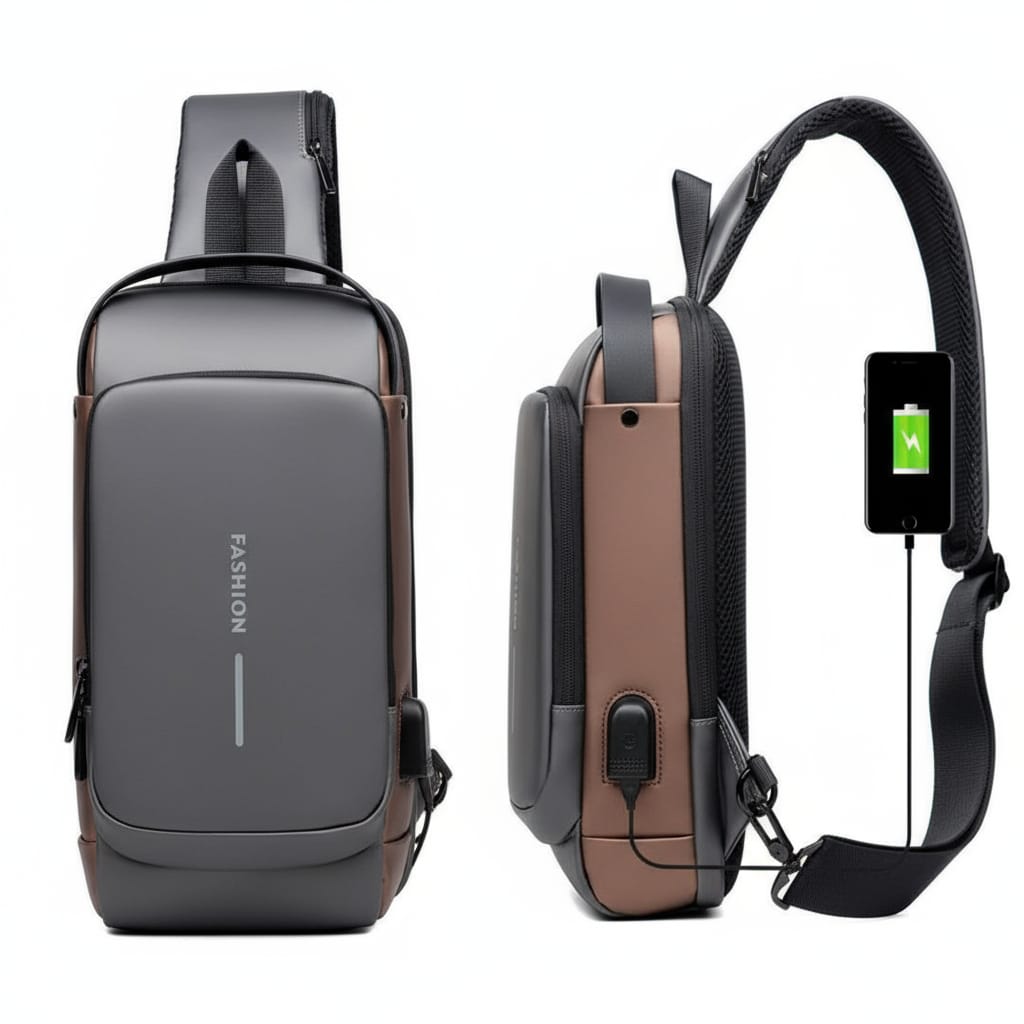 Smart USB Charging Sling Bag | Waterproof Anti-Theft Crossbody Backpack for Men & Women