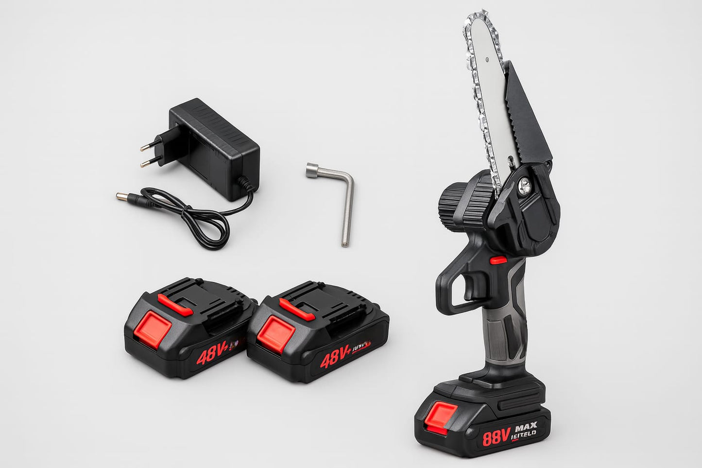 88V Mini Handheld Chainsaw with 2 Batteries | Cordless Wood Cutter for Home & Garden