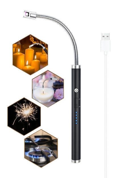 Rechargeable Electric Arc Lighter with Flexible Neck – Windproof USB Candle & Gas Stove Lighter