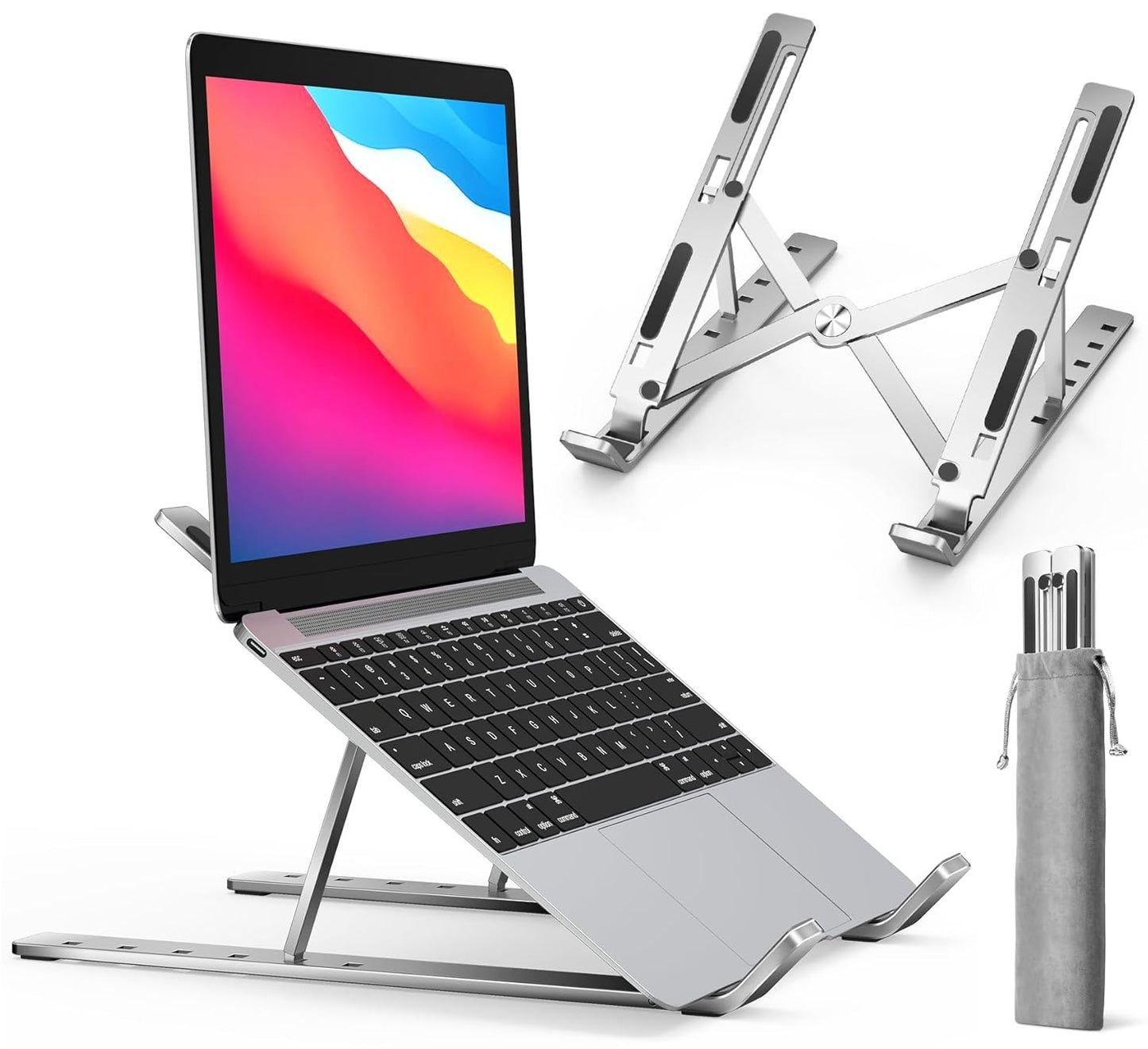 Adjustable Aluminium Laptop Stand for Desk | Portable & Foldable – Compatible with All Laptops