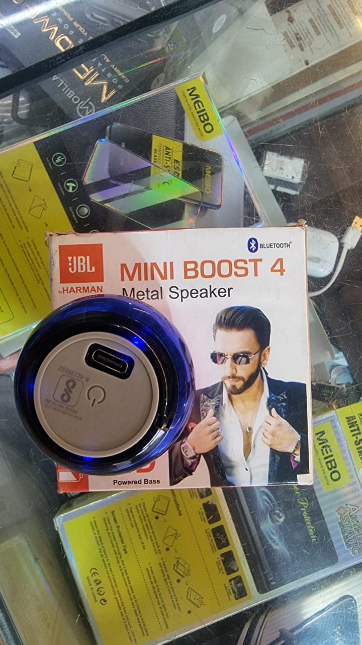 JBL Mini Boost 4 Metal Bluetooth Speaker – 4D Powerful Bass, Portable Wireless Speaker (Metallic Finish)