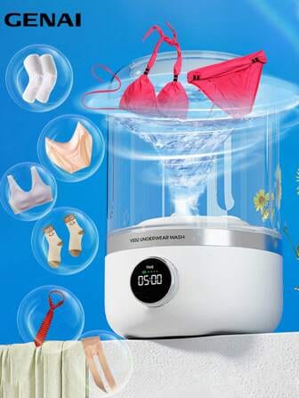 Portable Mini Washing Machine 4000mAh – Cordless Rechargeable Turbine Washer for Baby Clothes & Underwear