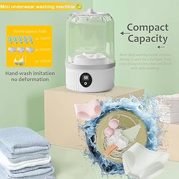 Portable Mini Washing Machine 4000mAh – Cordless Rechargeable Turbine Washer for Baby Clothes & Underwear
