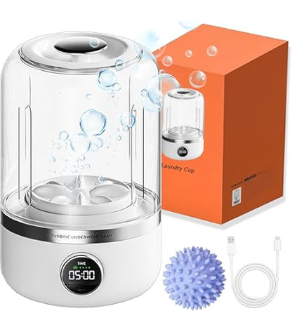 Portable Mini Washing Machine 4000mAh – Cordless Rechargeable Turbine Washer for Baby Clothes & Underwear
