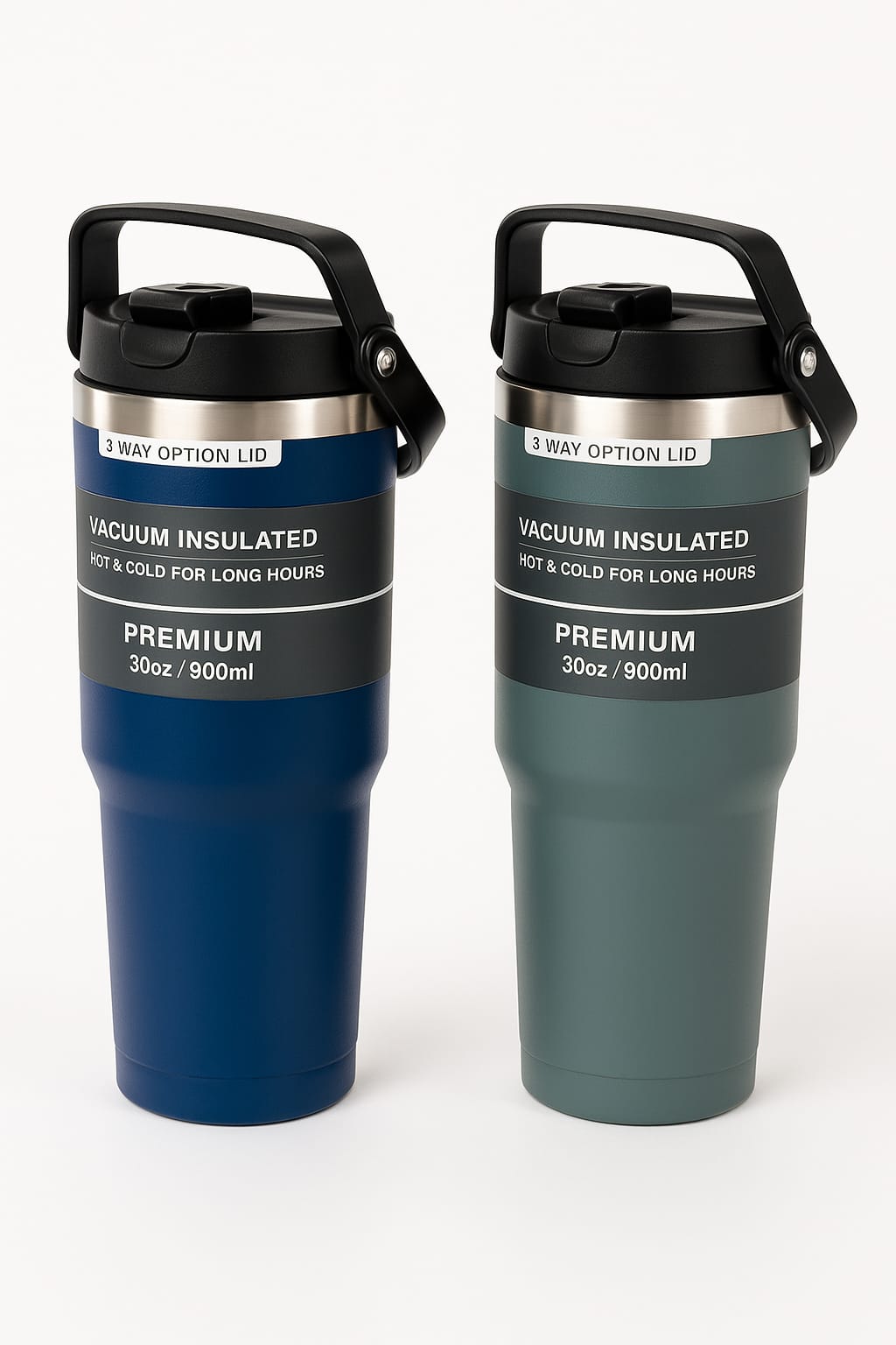 Premium 30oz (900ml) Vacuum Insulated Beverage Cup | 3-Way Lid | Hot & Cold Travel Tumbler